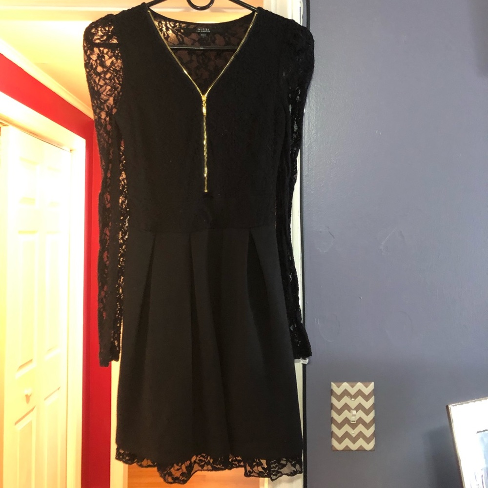 Black lace skater dress